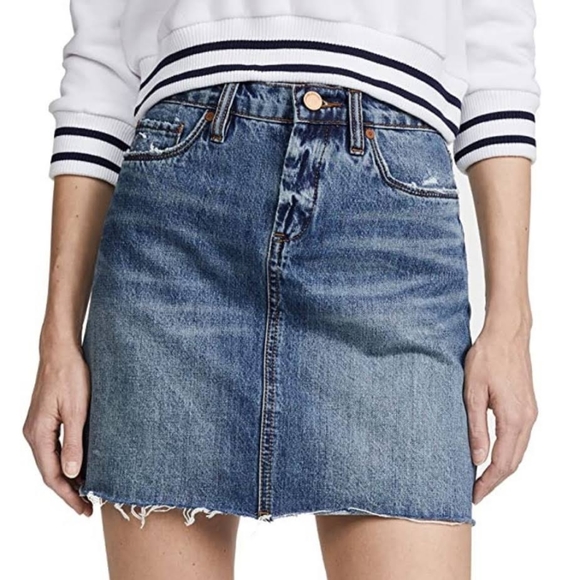 Blank NYC Dresses & Skirts - BLANK NYC Way Back When Distressed Cut Off Denim Skirt Medium Blue Frayed